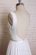 Noble A-Line Shoulder Strap With Chiffon Patch Flower Dew Back And Ground Length Wedding Dress