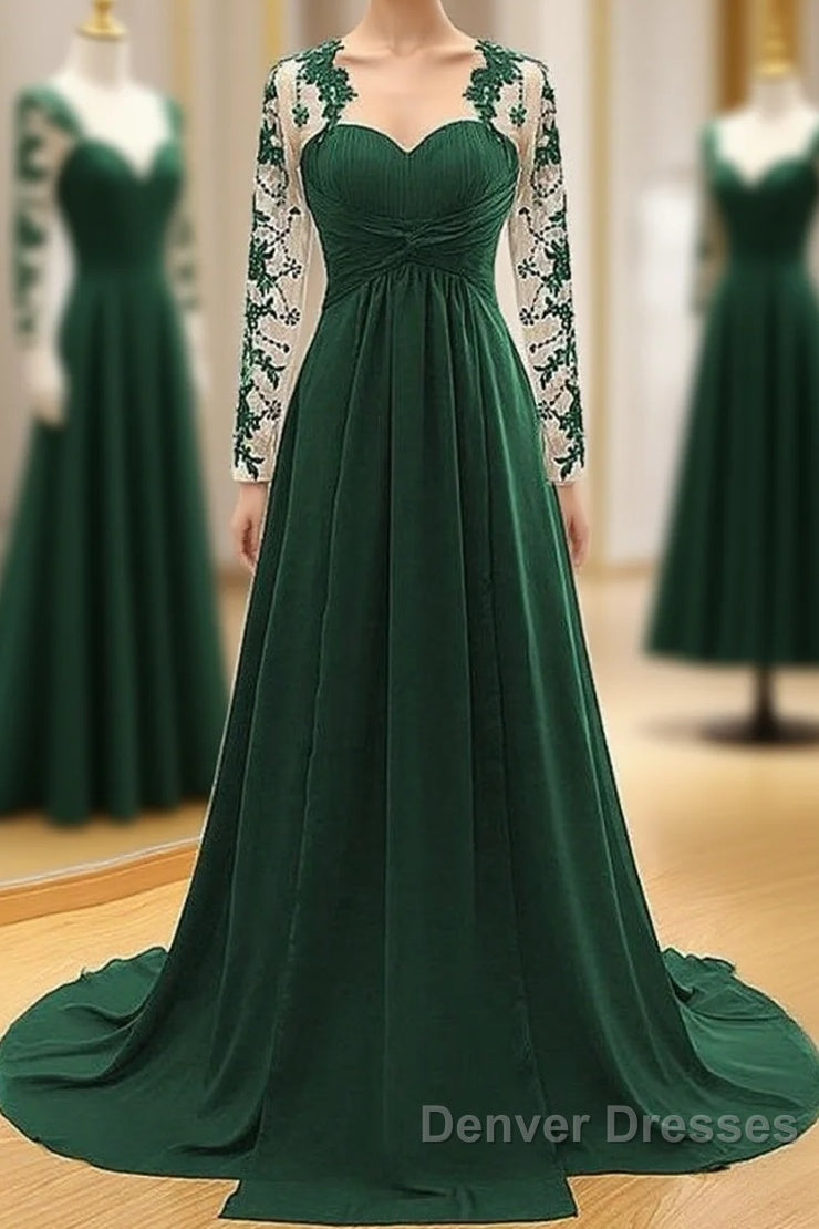 Noble A-Shaped Princess Chiffon Sticker Sweetheart Long Sleeved And Floor Length Mother Of The Bride Dress Main image