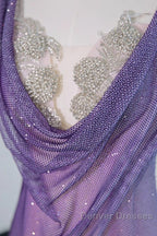 Noble Purple Mermaid Gown - Glitter Rhinestone Tulle Prom Dress For Special Ocassions