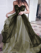 Green/Purple Elegant Lace Tulle A-Line Long Tulle Formal Prom Dress Evening Gown Sexy Backless Wedding Dress