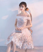 Pink Lace Tulle Short Prom Dress Pink Homecoming Dress