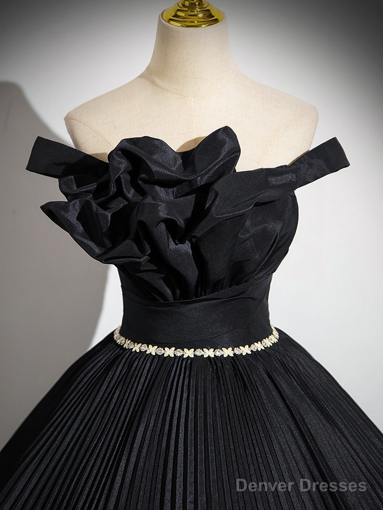 Off Shoulder A-Line Black Long Prom Dress, Black Long Evening Dress Secondary image