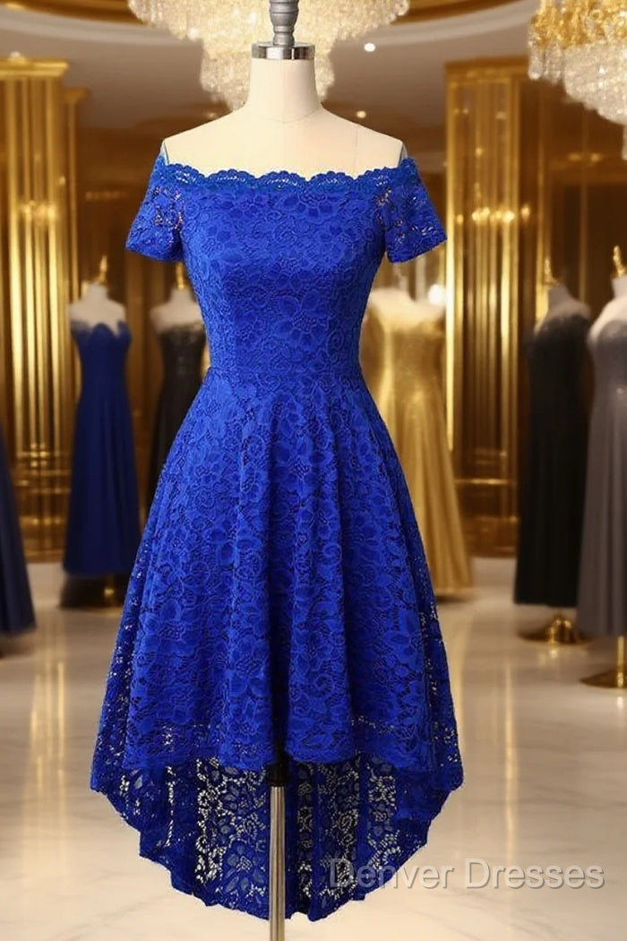 Off Shoulder Asymmetrical Dress Royal Blue Homecoming Dress Main image