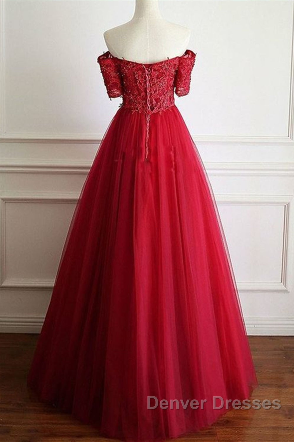 Off Shoulder Burgundy Lace Long Prom Dress, Burgundy Lace Formal Dress, Burgundy Evening Dress