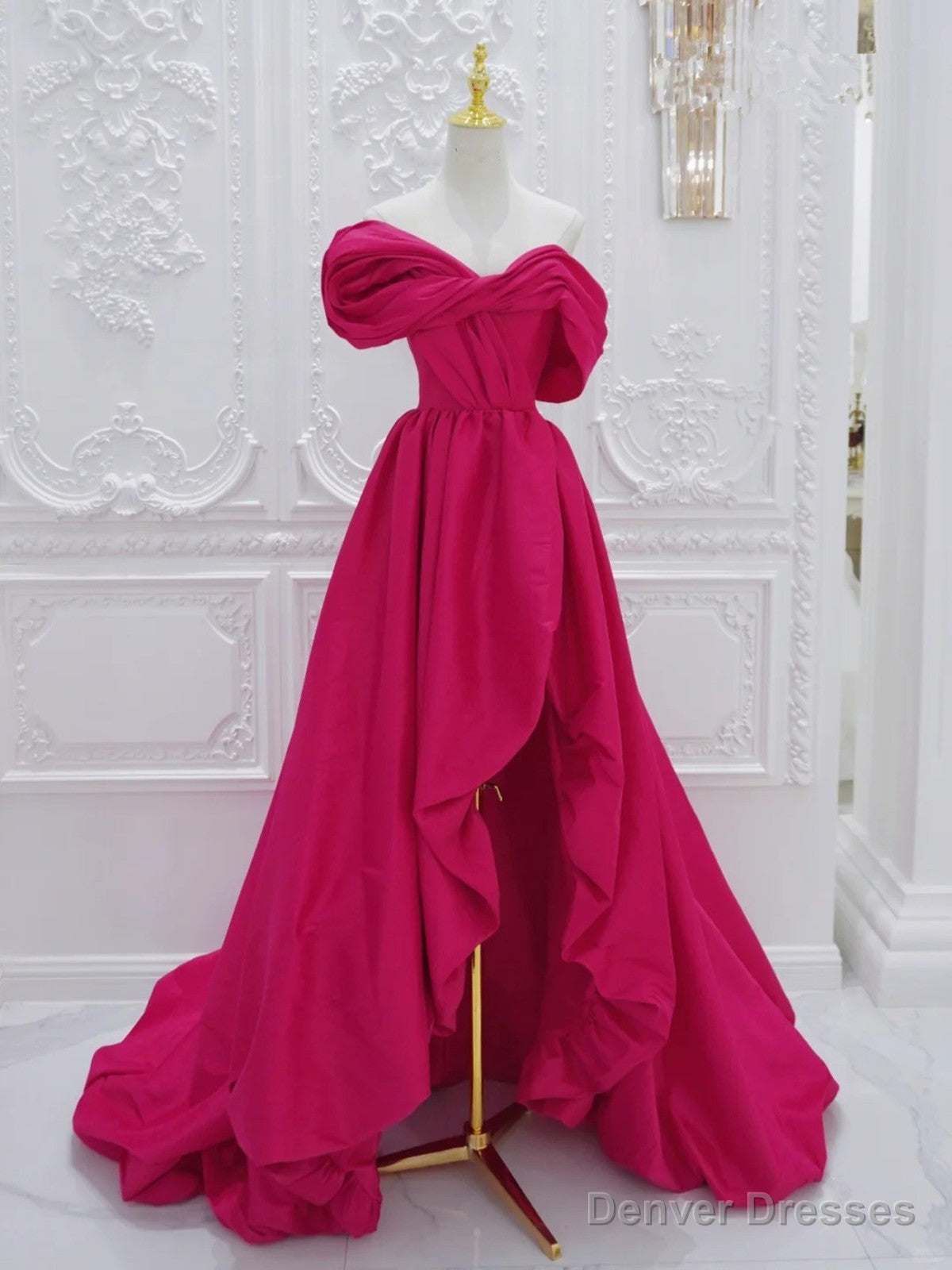 Off Shoulder High Low Party Dress, High Low Prom Dress Homecoming Dress Main image