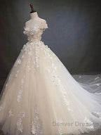 Off Shoulder Lace Long Prom Wedding Dress