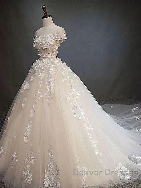 Off Shoulder Lace Long Prom Wedding Dress