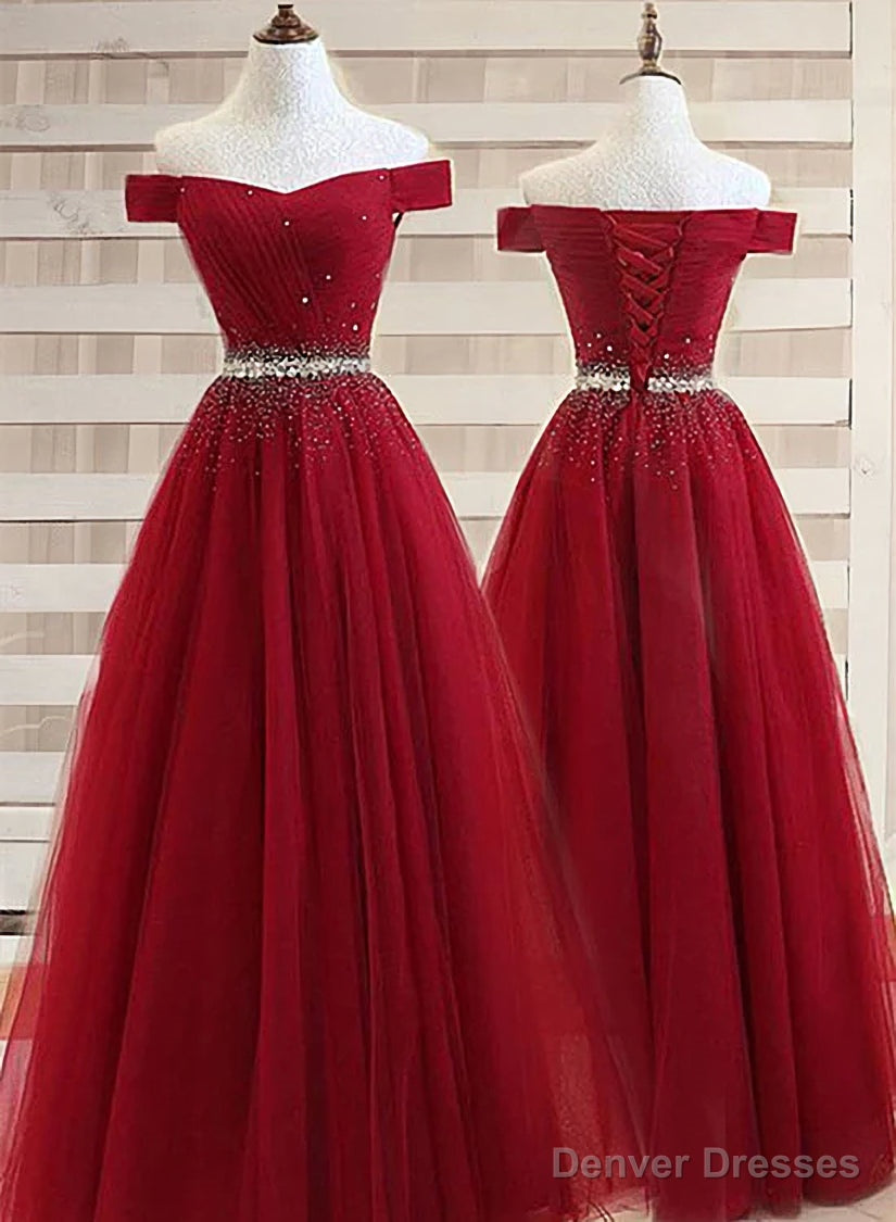 Off Shoulder Long Formal Dress, Beaded Party Dresses Secondary image