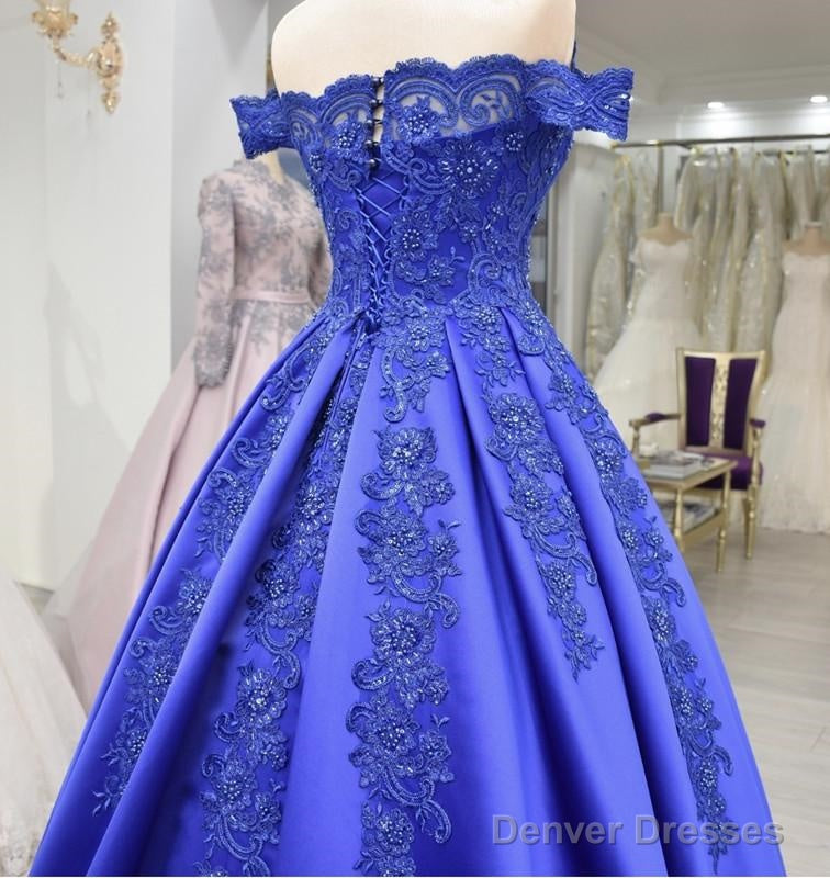 Off Shoulder Long Satin Evening Dresses Lace Embroidery Secondary image