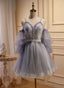 Off Shoulder Short Tulle Party Dress with Lace, Off Shoulder Homecoming Dress