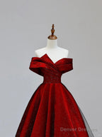 Off Shoulder Sweetheart Satin Long Party Dress, A-Line Floor Length Prom Dress