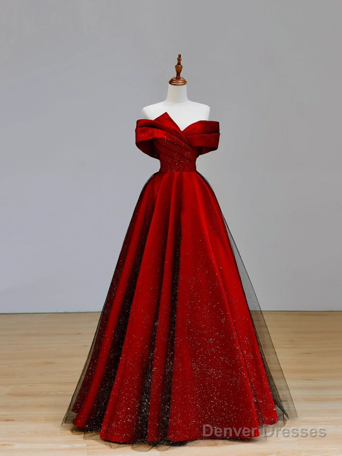 Off Shoulder Sweetheart Satin Long Party Dress, A-Line Floor Length Prom Dress Main image