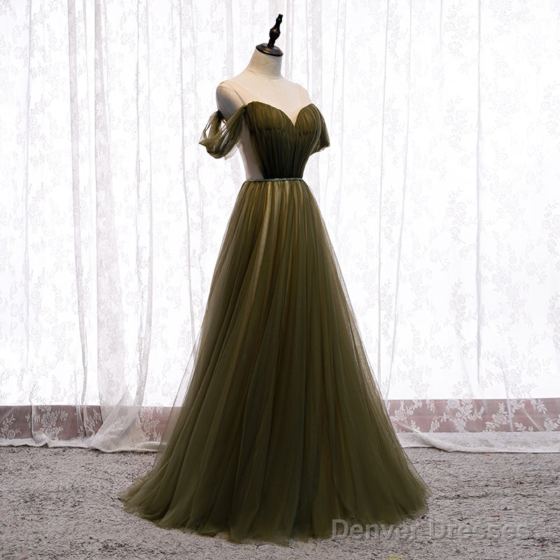 Off Shoulder Tulle Sweetheart Floor Length Long Party Dress, A-Line Wedding Party Dresses Secondary image