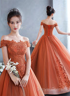 Off Shoulder Tulle With Lace Sweetheart Long Formal Dress, Sweet 16 Dress
