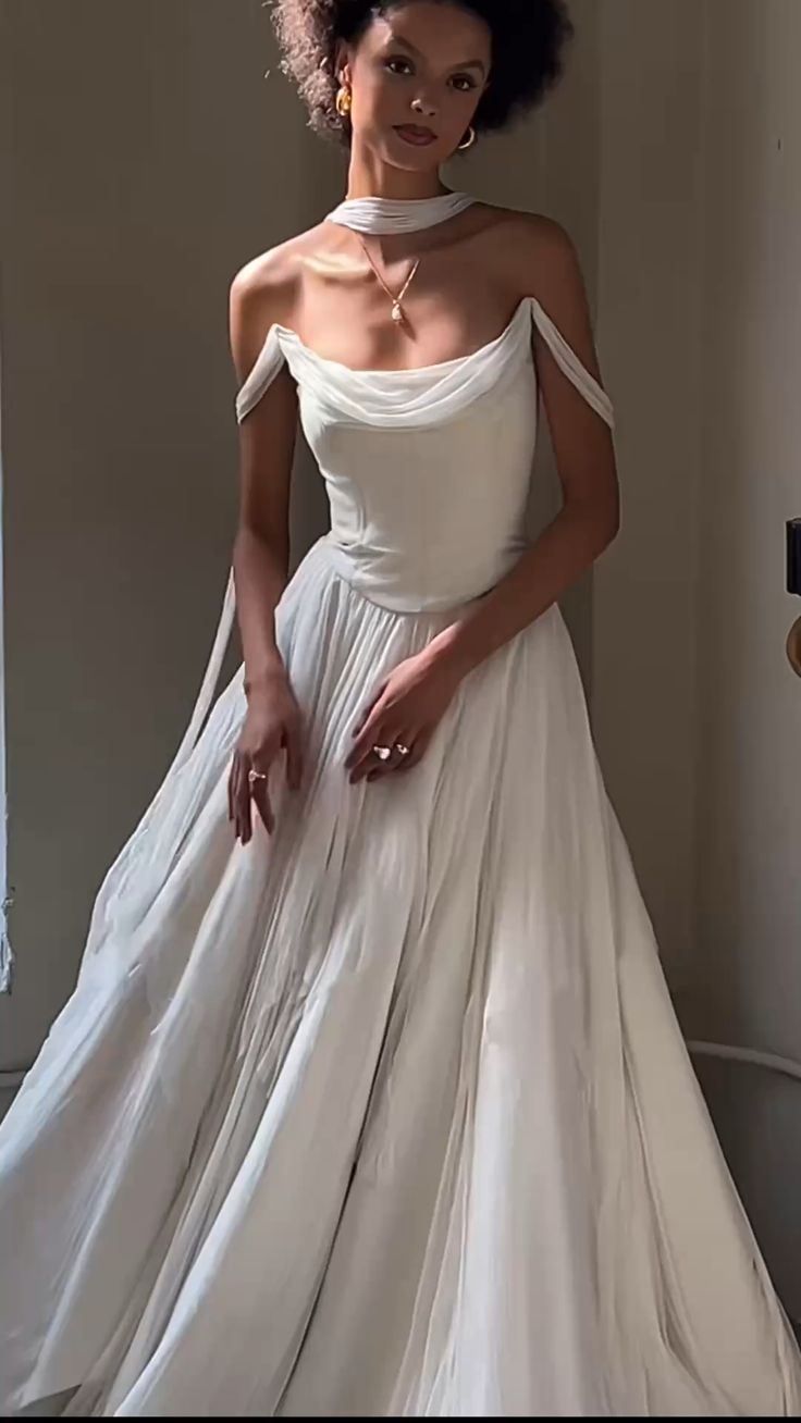 Off Shoulder White Beautiful Wedding Dress Long Formal Dress Secondary image