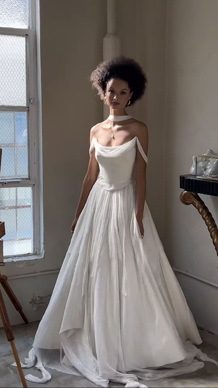 Off Shoulder White Beautiful Wedding Dress Long Formal Dress