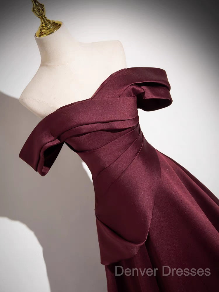 Off The Shoulder A-Line Satin Ruched Floor Length Prom Dress Secondary image