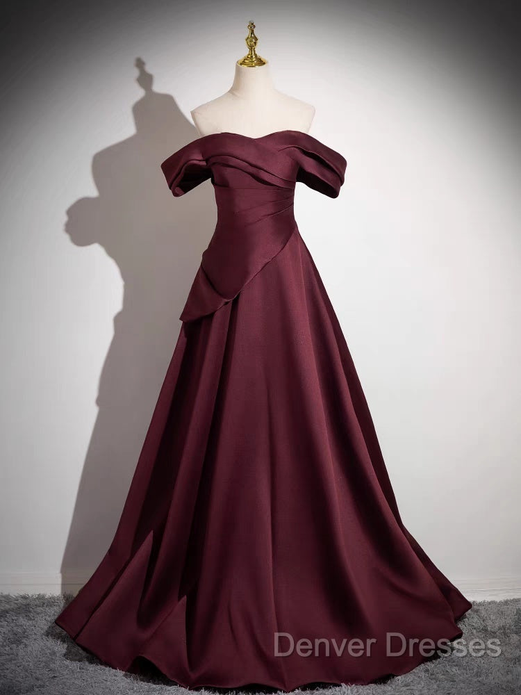 Off The Shoulder A-Line Satin Ruched Floor Length Prom Dress