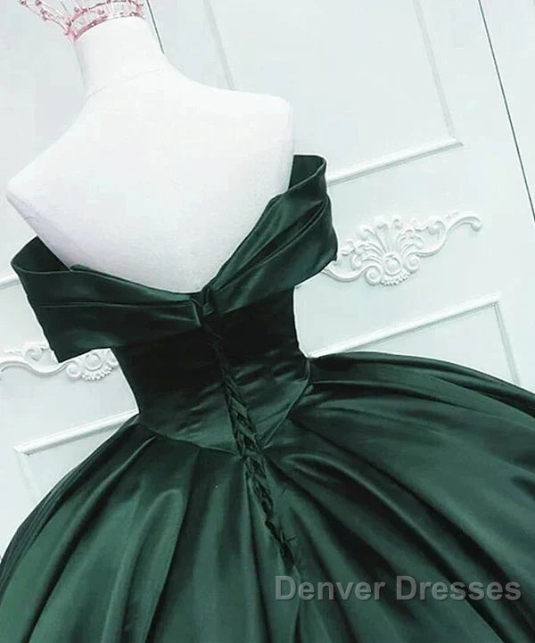 Off The Shoulder Ball Gown Dark Green Satin Quinceanera Dress Princess Dress Prom Dress Secondary image