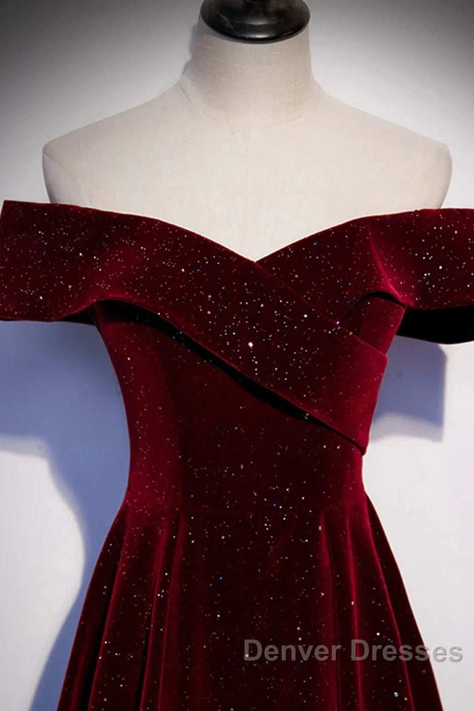 Off The Shoulder Burgundy Long Prom Dress, Burgundy Off Shoulder Long Formal Evening Dress