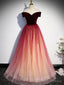 Off the Shoulder Burgundy Ombre Long Prom Dresses, Wine Red Ombre Long Formal Evening Dresses
