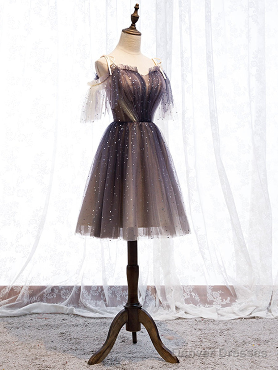 Off the Shoulder Deep Purple Short Prom Dresses, Off Shoulder Short Purple Formal Homecoming Dresses Main image