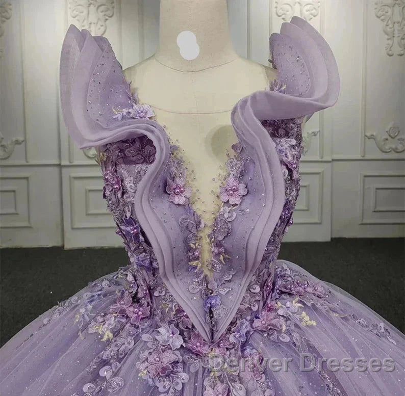 Off-The-Shoulder Deep V Neck Long Wedding Dress With Applique