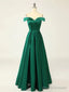 Off the Shoulder Green Long Prom Dresses, Off Shoulder Green Long Formal Evening Dresses