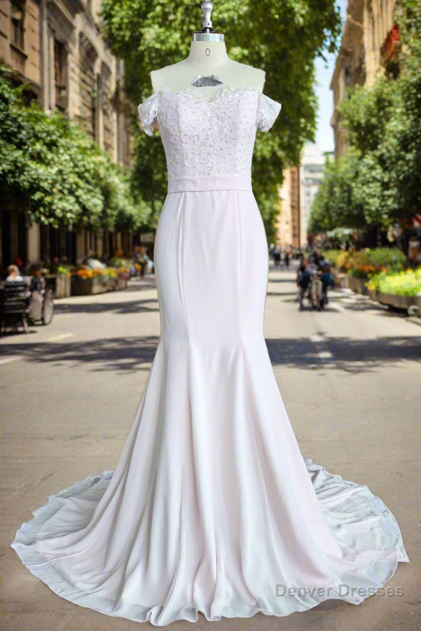 Off The Shoulder Hourglass Court Train Bridesmaid Dress Main image