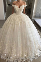 Off the shoulder Lace Ball Gowns Tulle Formal Bridal Gowns