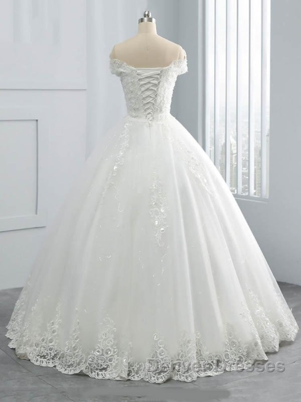 Off-the-Shoulder Lace Sequins Ball Gown Wedding Dress Secondary image