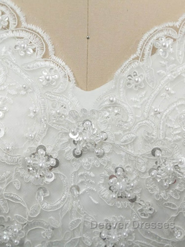 Off-the-Shoulder Lace Sequins Ball Gown Wedding Dress