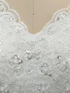 Off-the-Shoulder Lace Sequins Ball Gown Wedding Dress