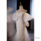Off The Shoulder Lace Trumpet Mermaid Wedding Dress With Bow