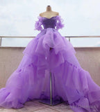Off the Shoulder Lavender High Low Quinceanera Dresses