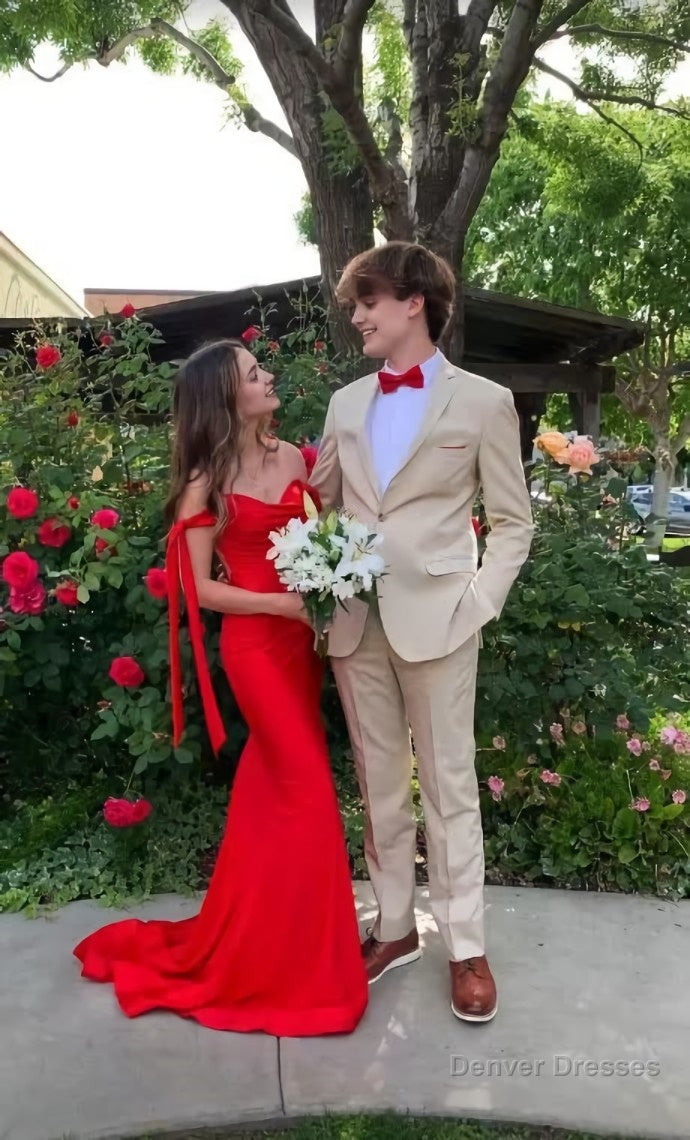 Off The Shoulder Mermaid Red Long Prom Dress Main image