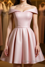 Off The Shoulder Pink Homecoming Dress Short Prom Dress, Off Shoulder Graduation Dress, Formal Dress, Evening Dress