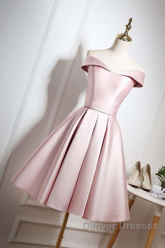 Off The Shoulder Pink Homecoming Dress Short Prom Dress, Off Shoulder Graduation Dress, Formal Dress, Evening Dress Secondary image