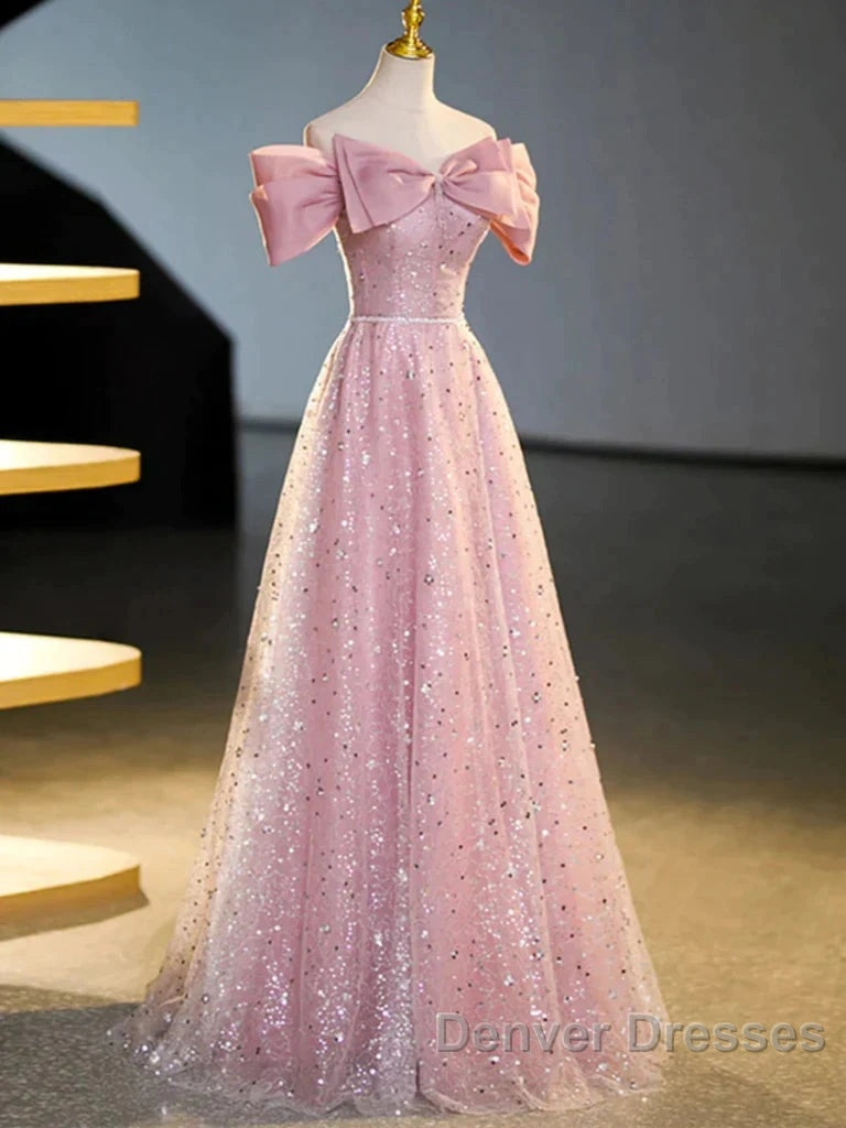 Off The Shoulder Pink Sequin Sparkle Prom Dress Secondary image