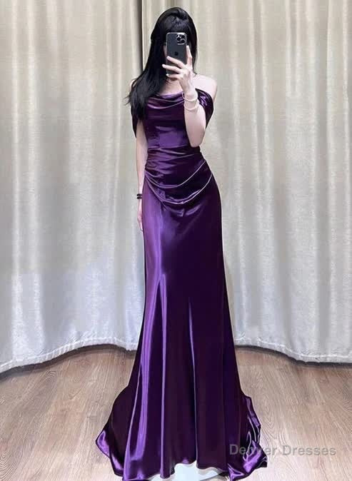 Off The Shoulder Purple A Line Long Prom Dresses Secondary image