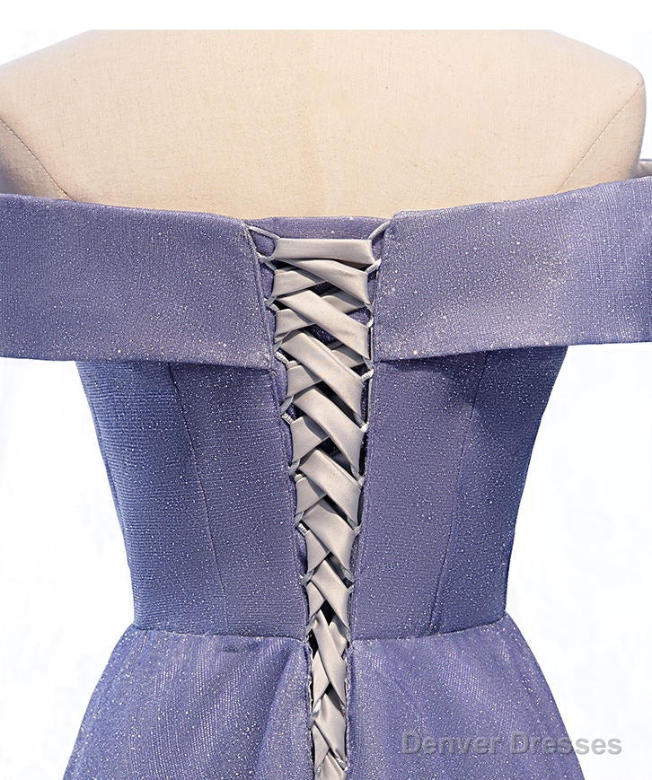 Off the Shoulder Purple Ombre Long Prom Dresses, Off Shoulder Purple Formal Dress