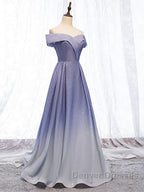 Off the Shoulder Purple Ombre Long Prom Dress, Off the Shoulder Purple Formal Evening Dress with Corset Back