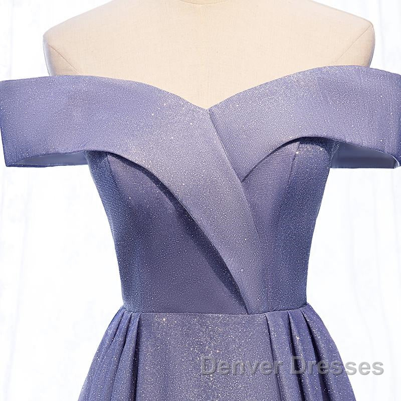 Off the Shoulder Purple Ombre Long Prom Dress, Off the Shoulder Purple Formal Evening Dress with Corset Back