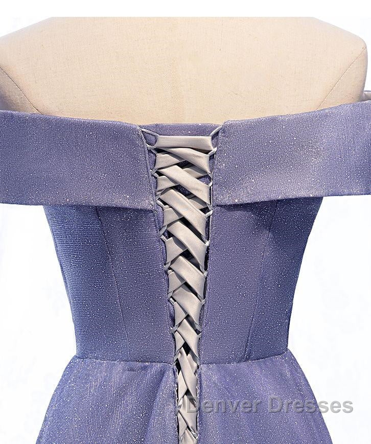 Off the Shoulder Purple Ombre Long Prom Dress, Off the Shoulder Purple Formal Evening Dress with Corset Back