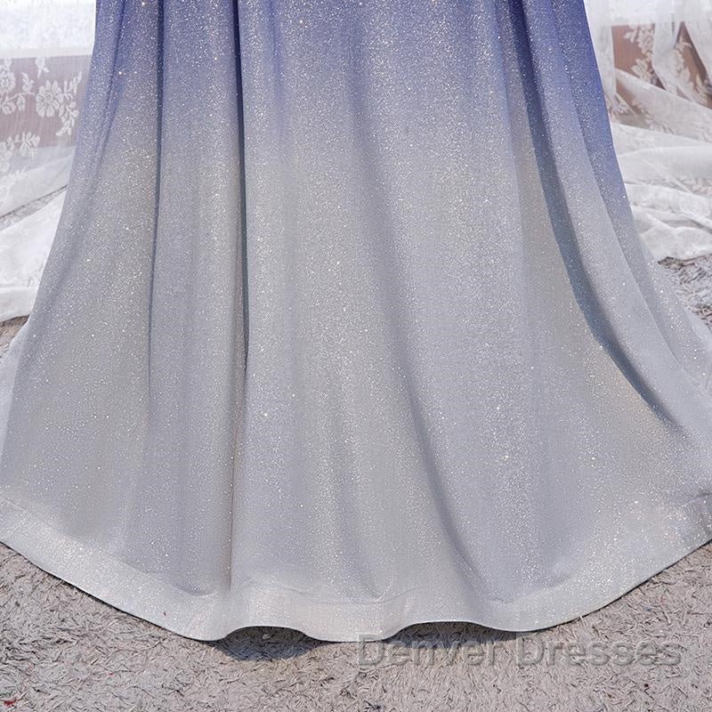 Off the Shoulder Purple Ombre Long Prom Dress, Off the Shoulder Purple Formal Evening Dress with Corset Back