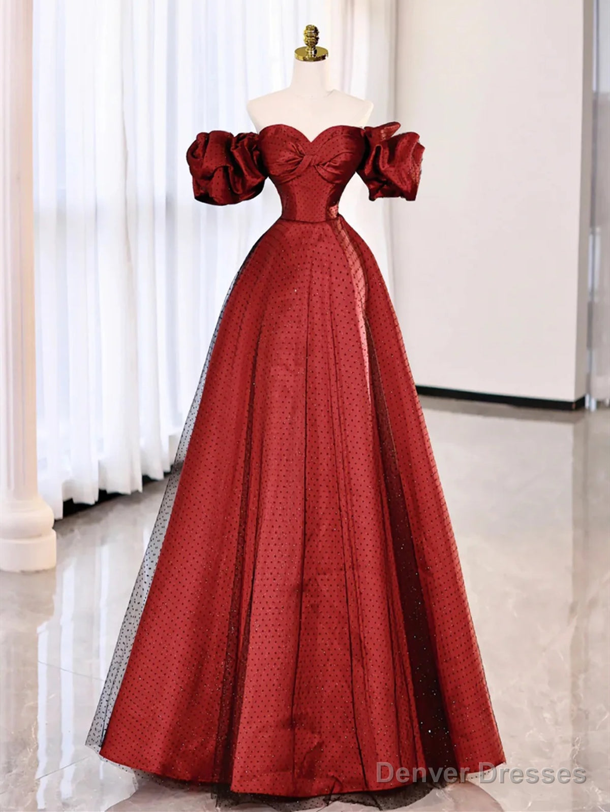 Off the Shoulder Red Long Prom Dresses, Off Shoulder Red Long Formal Evening Dresses Main image