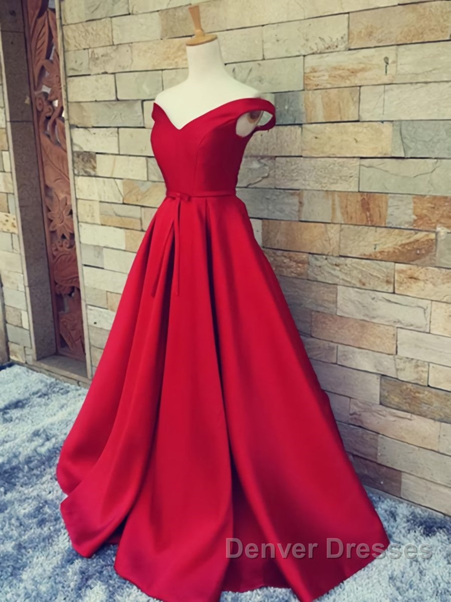 Off the Shoulder Red Long Prom Dress, Red Long Formal Evening Dress Secondary image