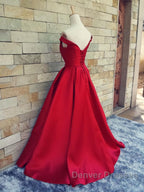 Off the Shoulder Red Long Prom Dress, Red Long Formal Evening Dress
