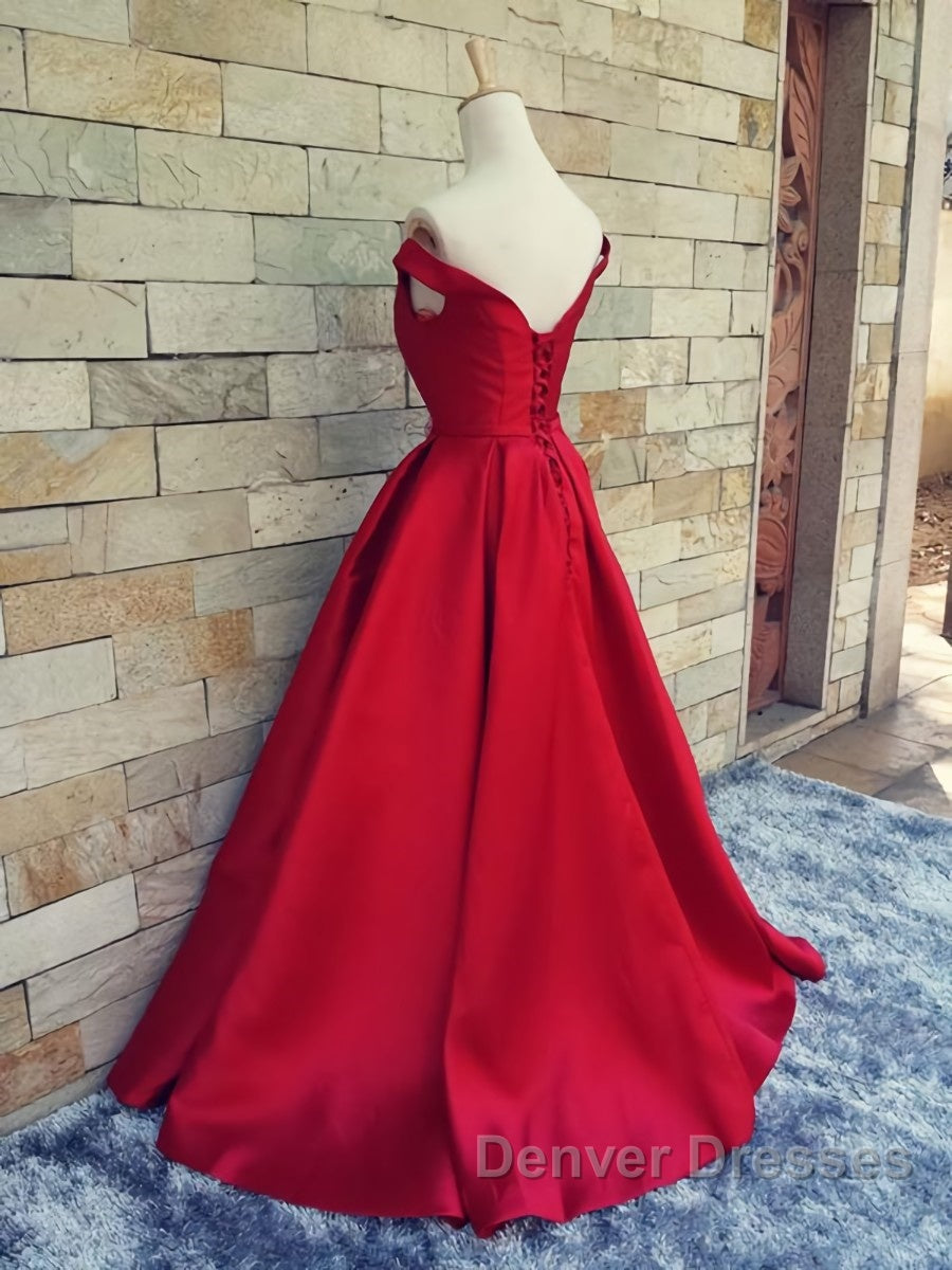 Off the Shoulder Red Long Prom Dress, Red Long Formal Evening Dress
