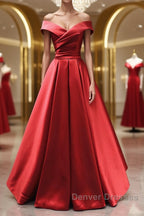 Off the Shoulder Red Long Prom Dress, Red Off Shoulder Long Formal Evening Dress